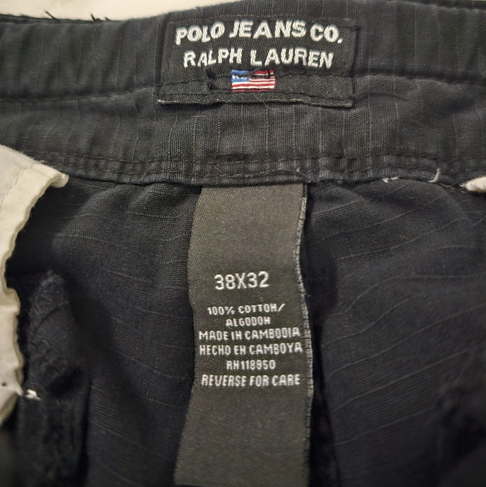 Polo Ralph Lauren Vintage Mens Black RipStop Cargo Military Surplus Baggy Pants - Picture 8 of 14